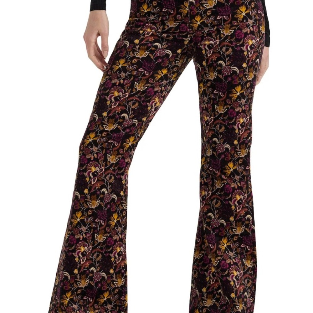 Wrangler Floral Velvet Boot Cut Pants - Black and Gold